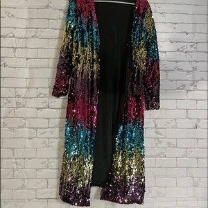 Multicolor Long Sequin duster